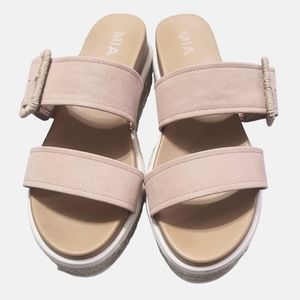 MIA Kenzy Blush Pink Platform Sandals Women's SZ 8.5 Adjustable Straps Soft